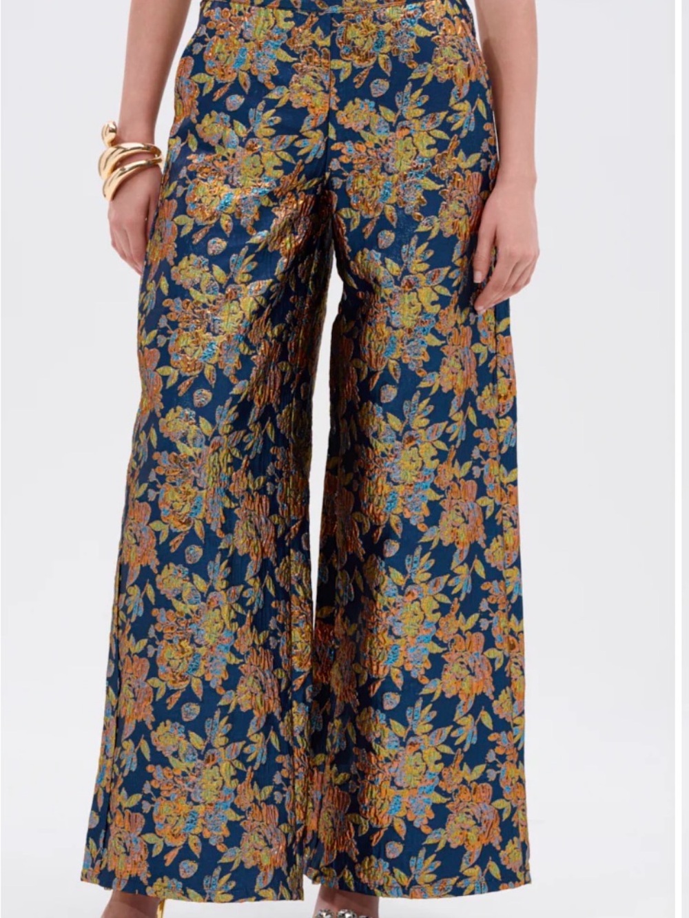 AKIRA Navy Brocade Corset Top and Pants Set - Picture 4 of 13